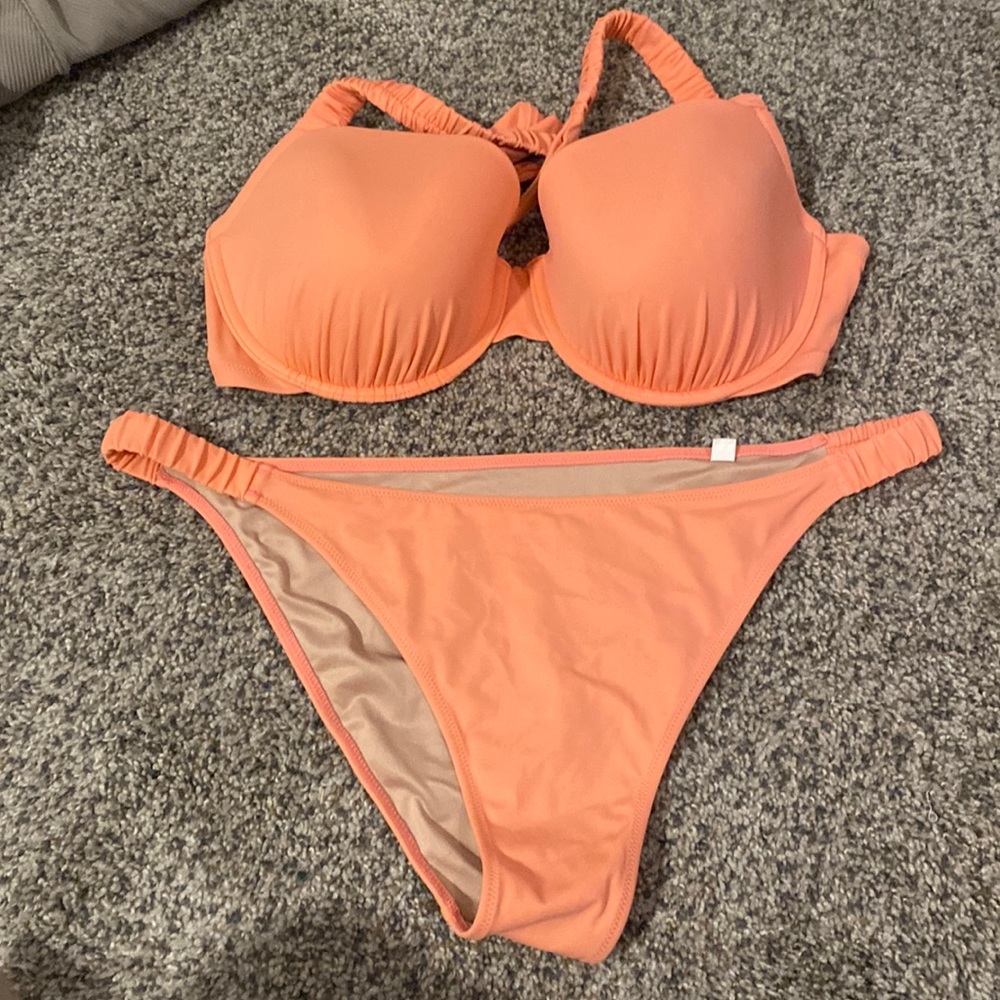 Cute peach colored bathing suit!